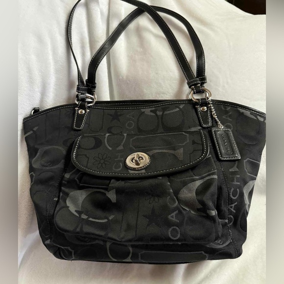 Coach Black and Gray Signature Shoulder Bag - Picture 1 of 10
